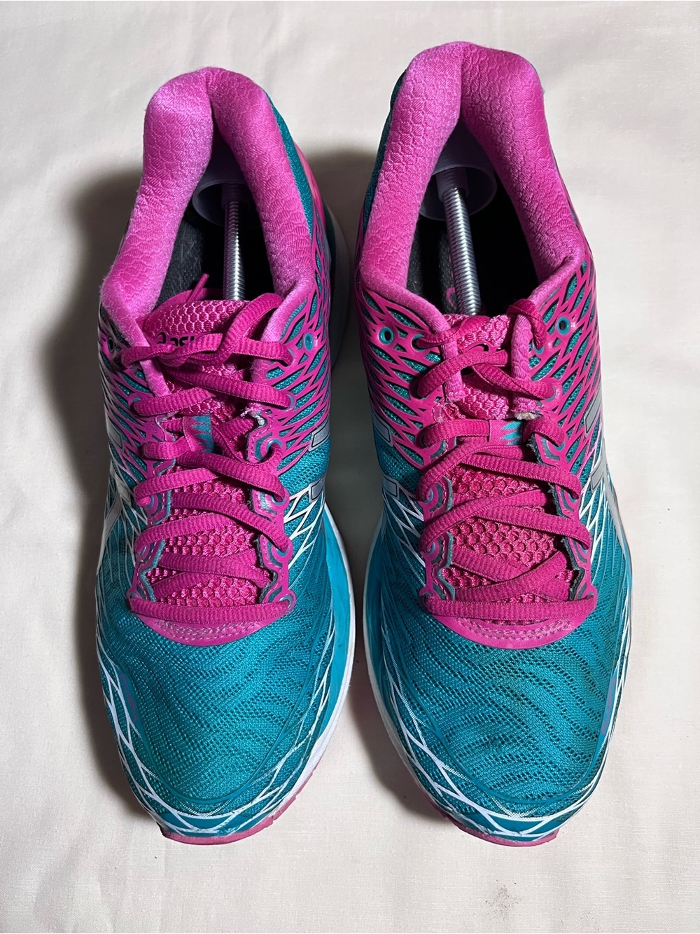 Asics Teal Gel Nimbus 18 Teal and Pink Women's Running Sneakers